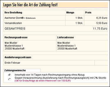 Legen Sie hier die Zahlung fest